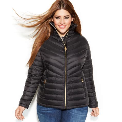 michael kors plus size packable puffer coat|Michael Kors puffer long coat.